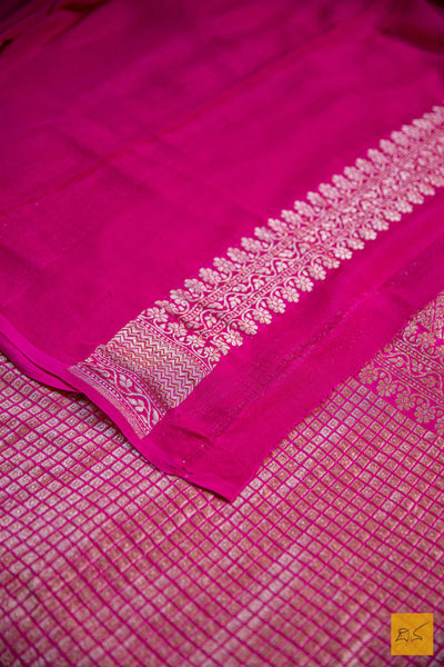 Magenta Brocade Banarasi Georgette Saree