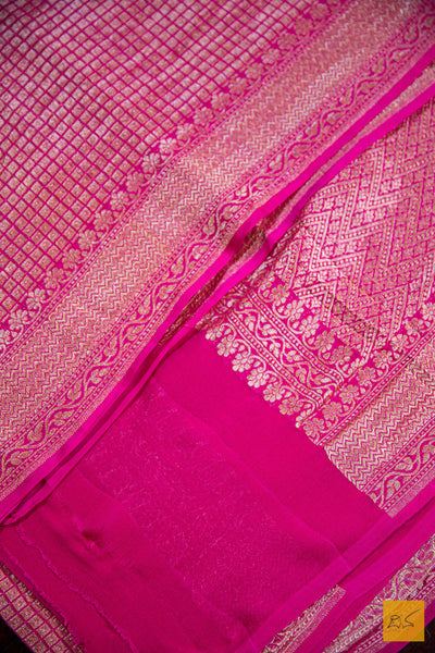 Magenta Brocade Banarasi Georgette Saree