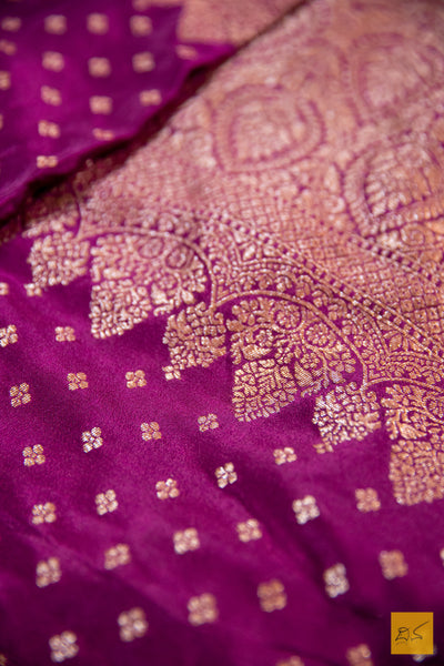 Wine Banarasi Chiffon Saree