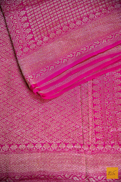 Magenta Brocade Banarasi Georgette Saree