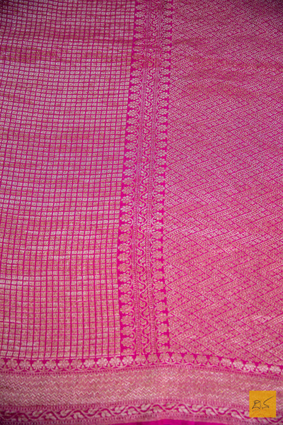 Magenta Brocade Banarasi Georgette Saree