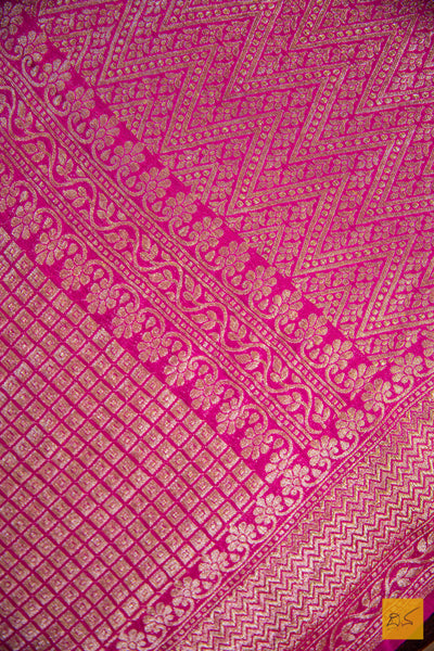 Magenta Brocade Banarasi Georgette Saree