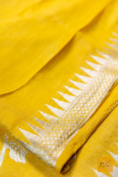 Pavani- Yellow Banarasi Tussar Georgette Saree