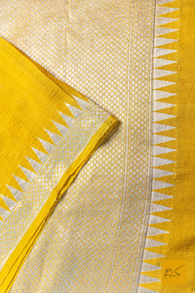 Pavani- Yellow Banarasi Tussar Georgette Saree