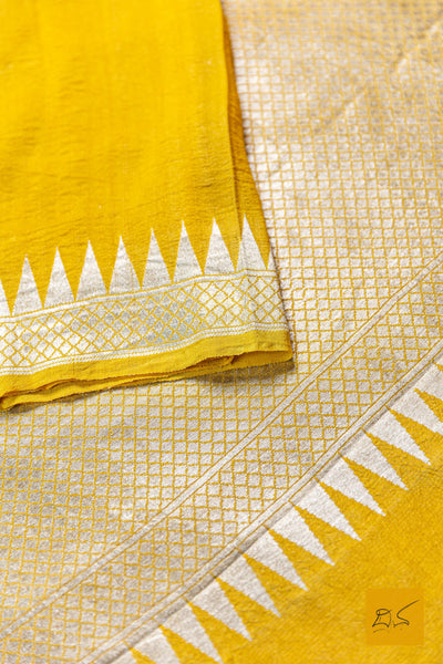 Pavani- Yellow Banarasi Tussar Georgette Saree
