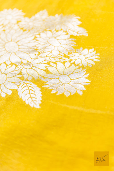 Pavani- Yellow Banarasi Tussar Georgette Saree