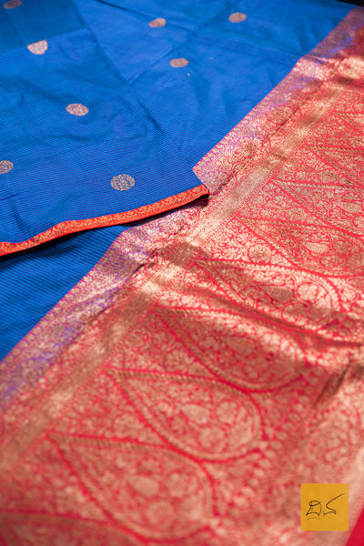 Bhuthi- Blue Banarasi Katan Silk Handwoven Saree