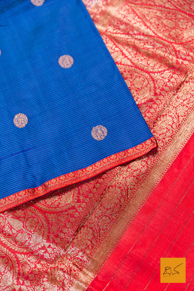 Bhuthi- Blue Banarasi Katan Silk Handwoven Saree