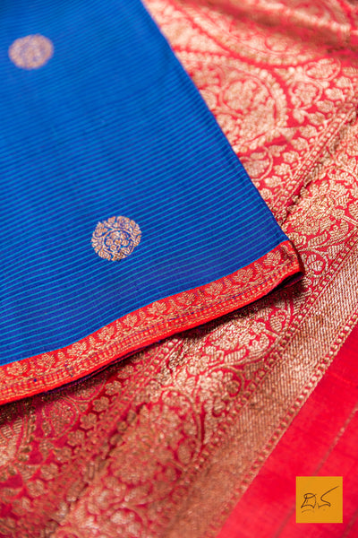 Bhuthi- Blue Banarasi Katan Silk Handwoven Saree