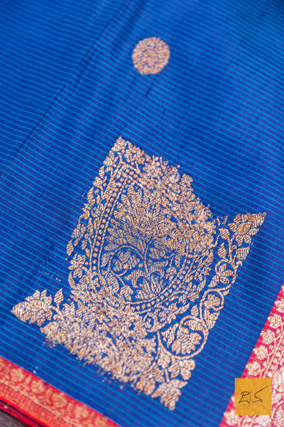 Bhuthi- Blue Banarasi Katan Silk Handwoven Saree