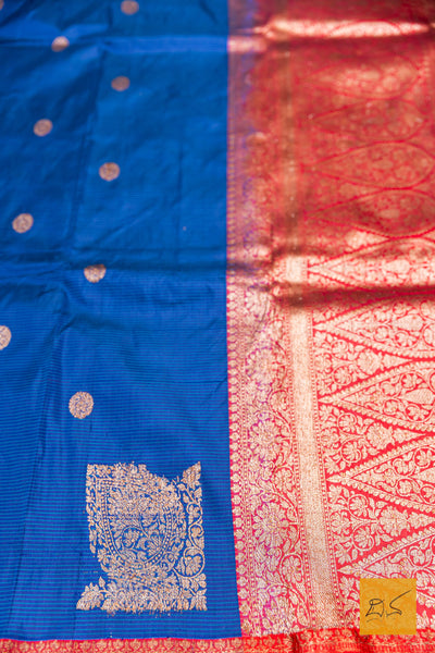 Bhuthi- Blue Banarasi Katan Silk Handwoven Saree