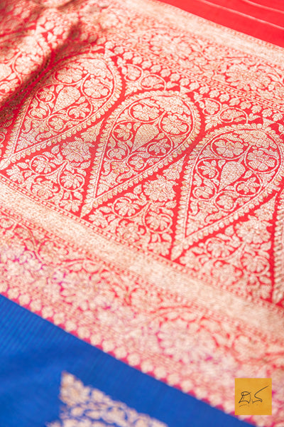 Bhuthi- Blue Banarasi Katan Silk Handwoven Saree