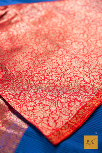 Bhuthi- Blue Banarasi Katan Silk Handwoven Saree