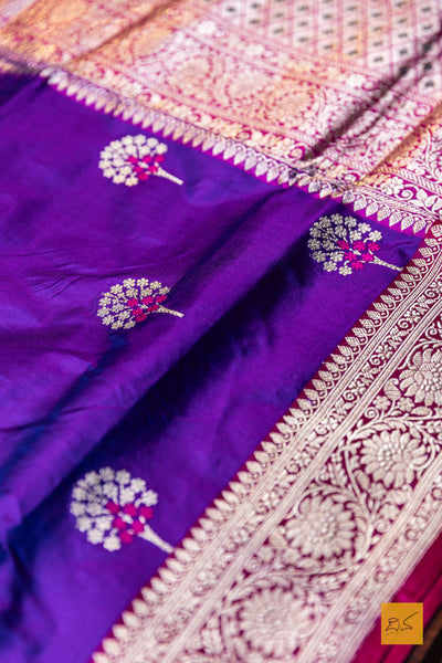 Vishnupriya- Purple Banarasi Katan Silk Handwoven Saree