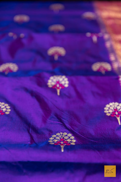 Vishnupriya- Purple Banarasi Katan Silk Handwoven Saree