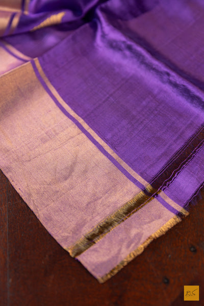 Purple Chanderi Pure Silk Handwoven Saree