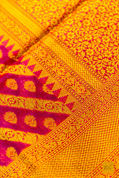 Ganavati- Pink Banarasi Organza Handwoven Saree