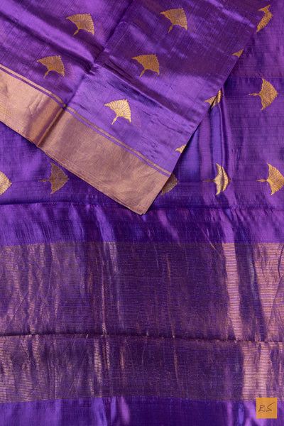 Purple Chanderi Pure Silk Handwoven Saree