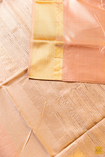 Gayathri- Peach Maheshwari Silk Cotton Handwoven Saree