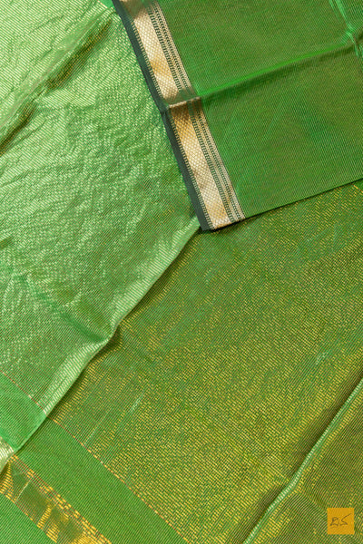 Jayanthi- Green Tissue Maheshwari Silk Cotton Handwoven Saree