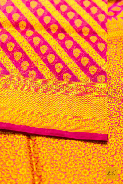 Ganavati- Pink Banarasi Organza Handwoven Saree