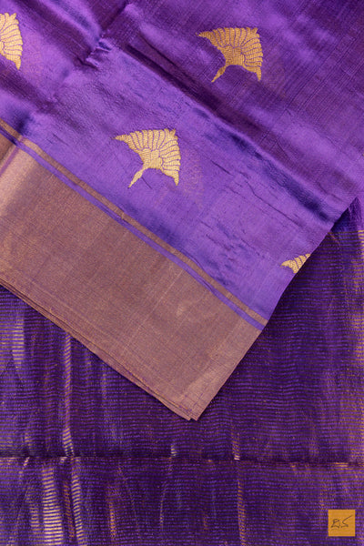 Purple Chanderi Pure Silk Handwoven Saree