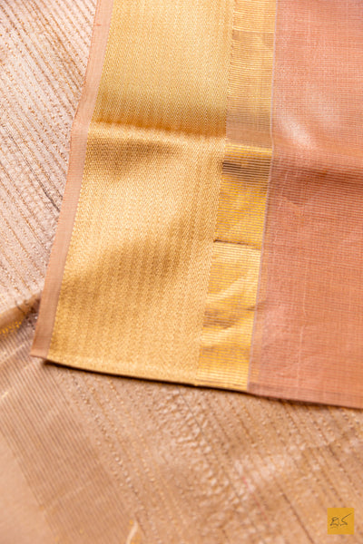 Gayathri- Peach Maheshwari Silk Cotton Handwoven Saree