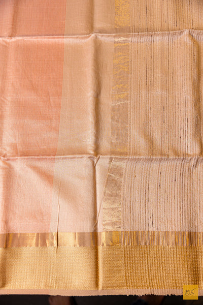 Gayathri- Peach Maheshwari Silk Cotton Handwoven Saree
