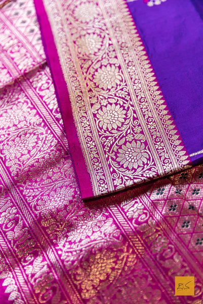 Vishnupriya- Purple Banarasi Katan Silk Handwoven Saree