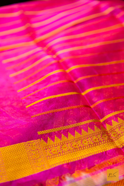 Ganavati- Pink Banarasi Organza Handwoven Saree