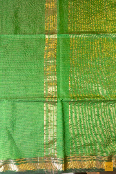 Jayanthi- Green Tissue Maheshwari Silk Cotton Handwoven Saree
