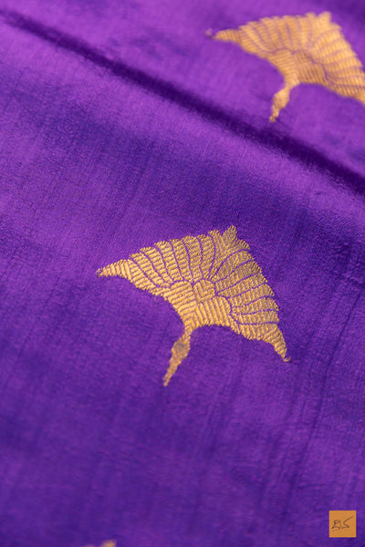 Purple Chanderi Pure Silk Handwoven Saree