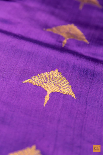 Purple Chanderi Pure Silk Handwoven Saree