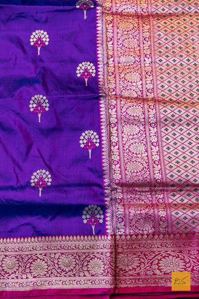 Vishnupriya- Purple Banarasi Katan Silk Handwoven Saree