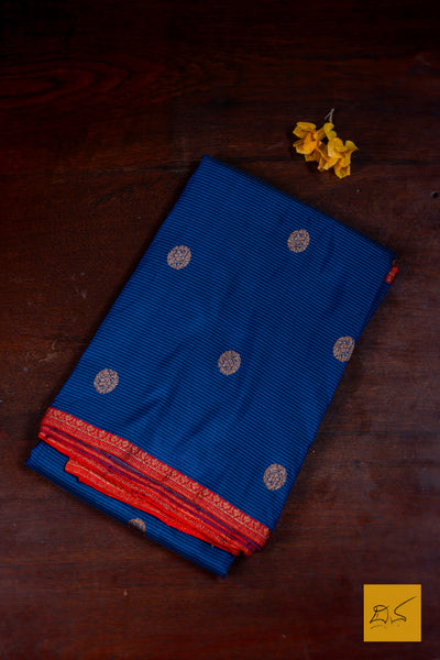 Bhuthi- Blue Banarasi Katan Silk Handwoven Saree