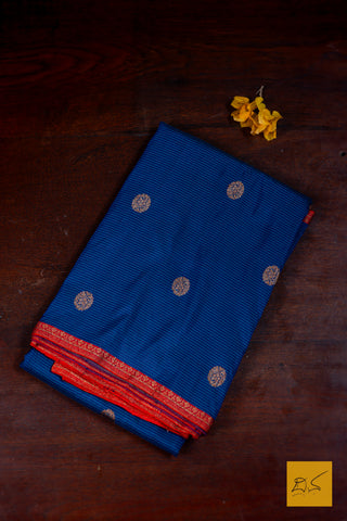 Bhuthi- Blue Banarasi Katan Silk Handwoven Saree