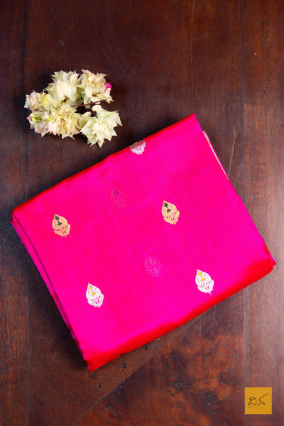Tanvi- Pink Chanderi Pure Silk Handwoven Saree