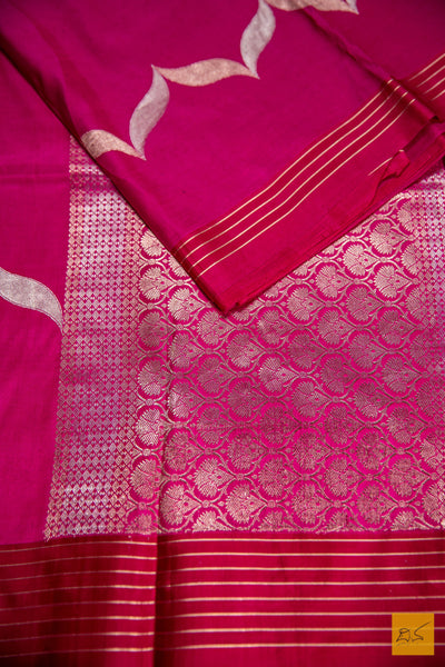 Pink Banarasi Silk Handwoven Saree