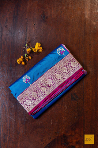 Vaahini- Blue Banarasi Katan Silk Handwoven Saree
