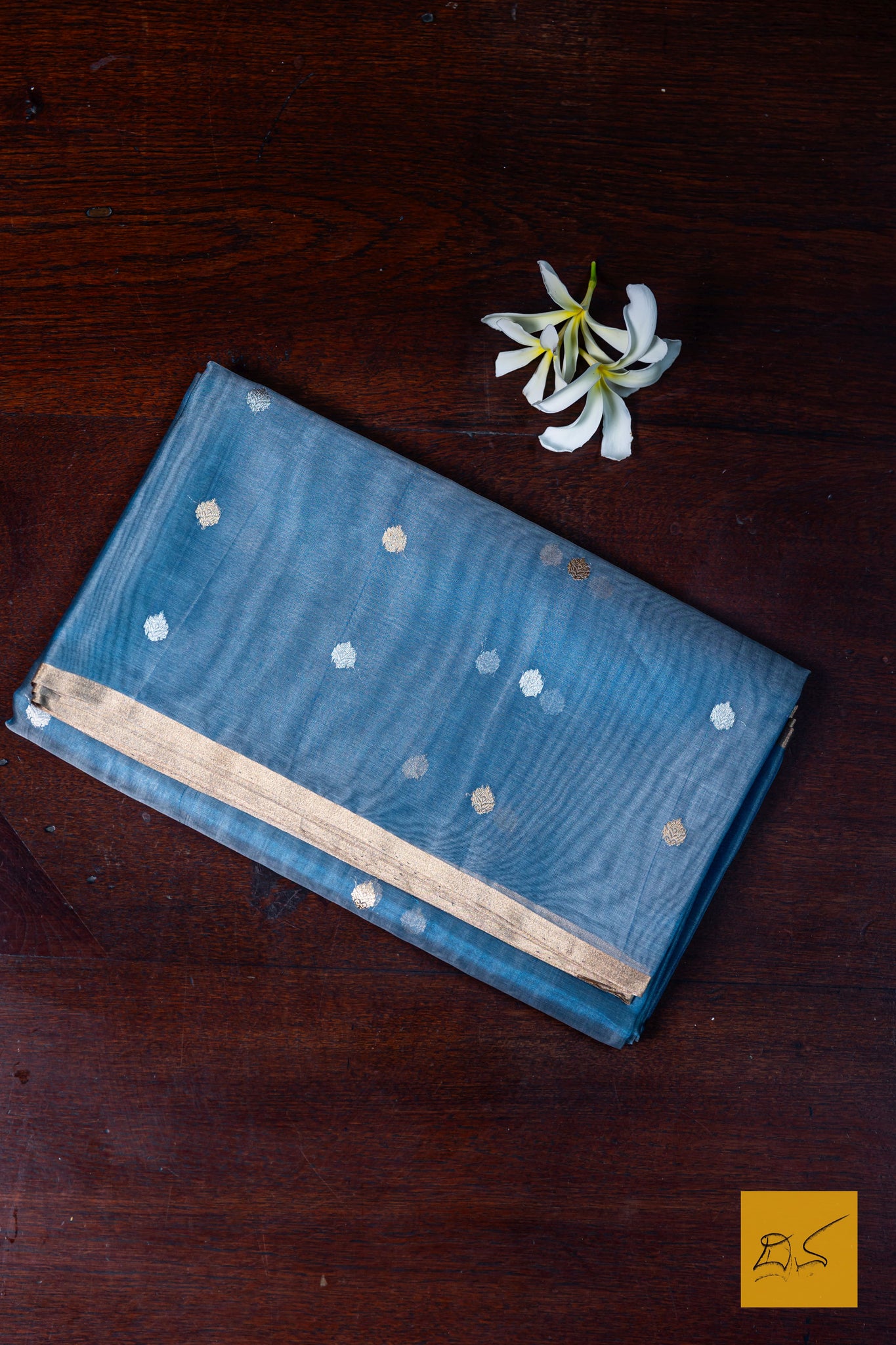 Nethra- Blue Banarasi Tissue Silk Organza Handwoven Saree