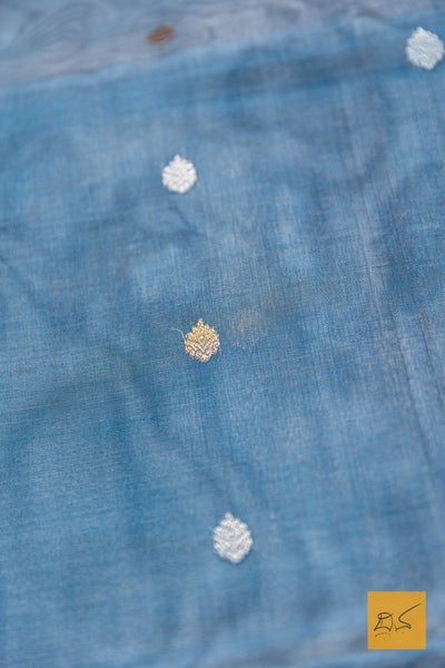 Nethra- Blue Banarasi Tissue Silk Organza Handwoven Saree