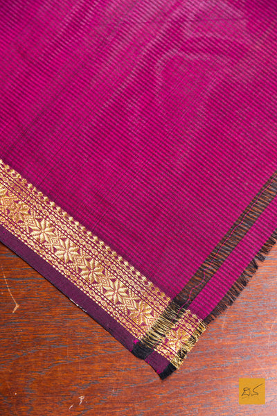 Deepthi- Pink-Black Maheshwari Garbh Reshmi Handwoven Saree
