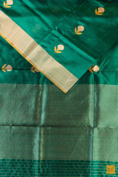 Green Chanderi Pure Silk Handwoven Saree
