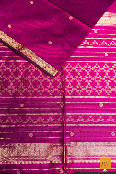 Deepthi- Pink-Black Maheshwari Garbh Reshmi Handwoven Saree