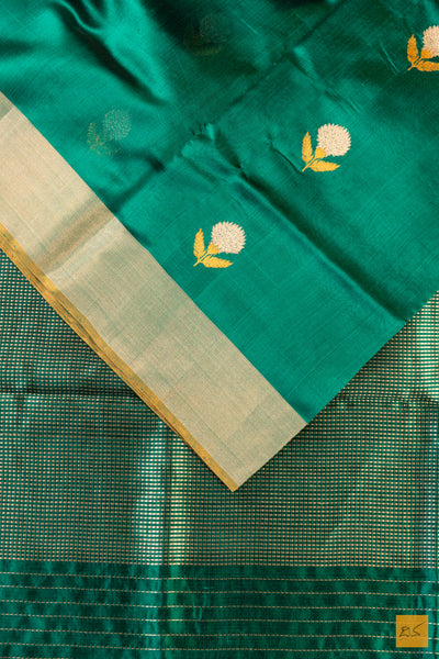 Green Chanderi Pure Silk Handwoven Saree