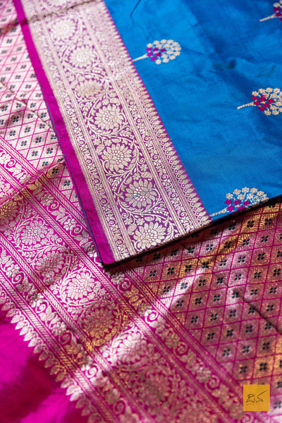 Vaahini- Blue Banarasi Katan Silk Handwoven Saree