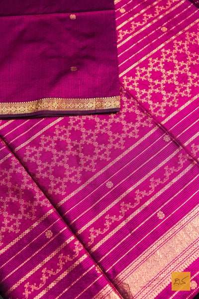 Deepthi- Pink-Black Maheshwari Garbh Reshmi Handwoven Saree