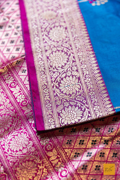 Vaahini- Blue Banarasi Katan Silk Handwoven Saree