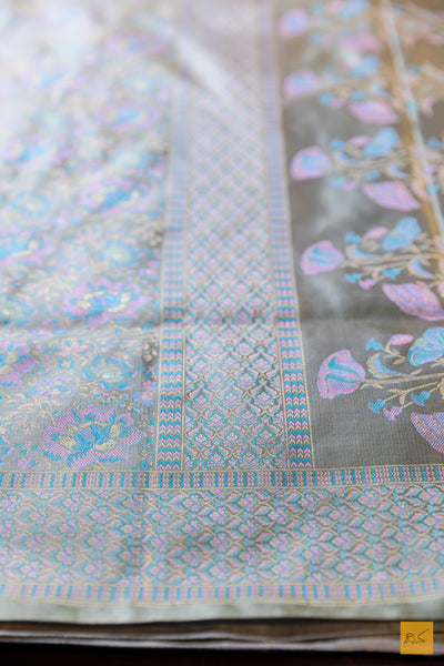 Mahamaya- Pastle Green Banarasi Katan Silk Handwoven Saree