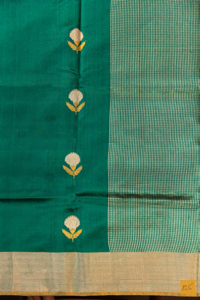 Green Chanderi Pure Silk Handwoven Saree